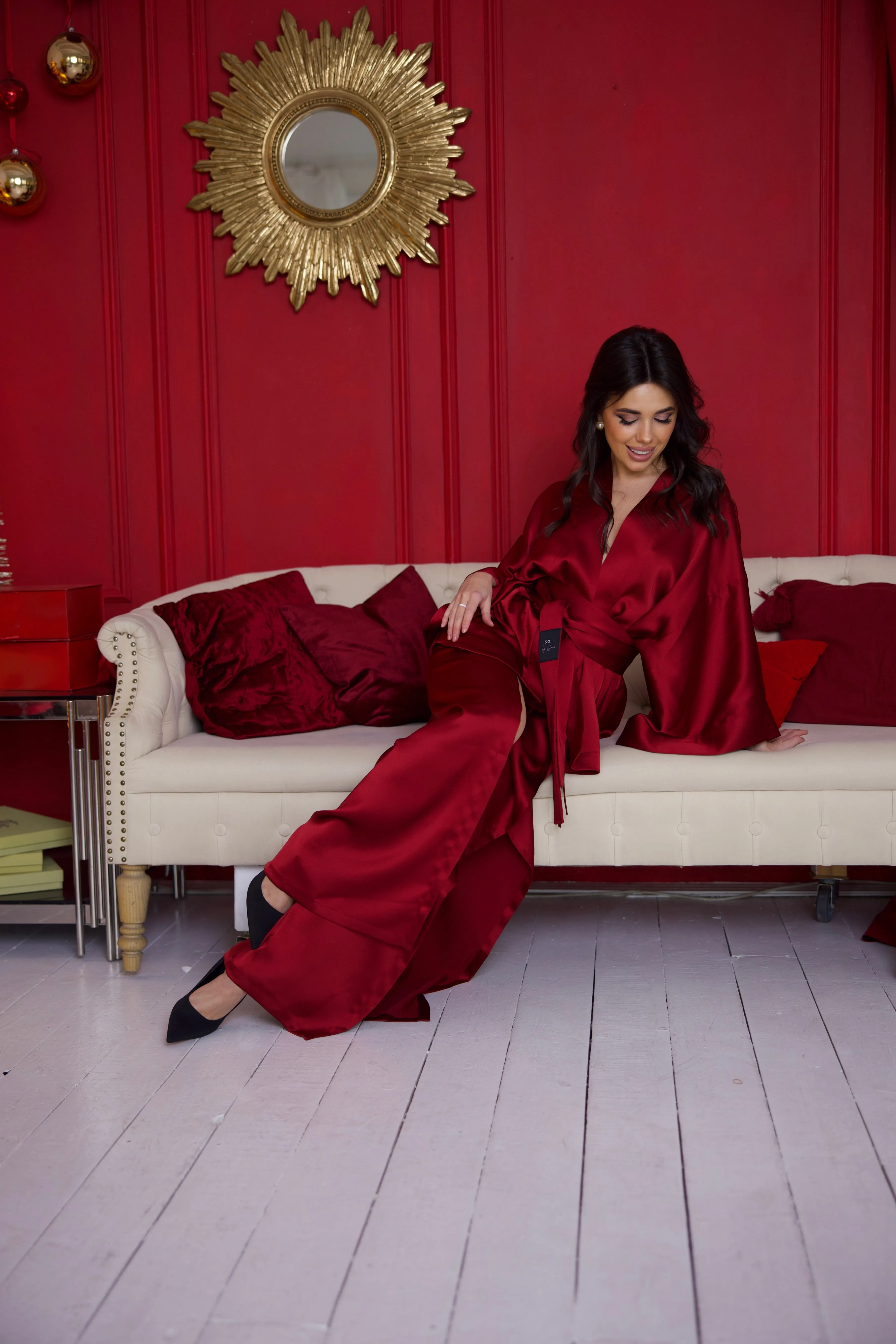 Elegant Satin Suite Burgundy