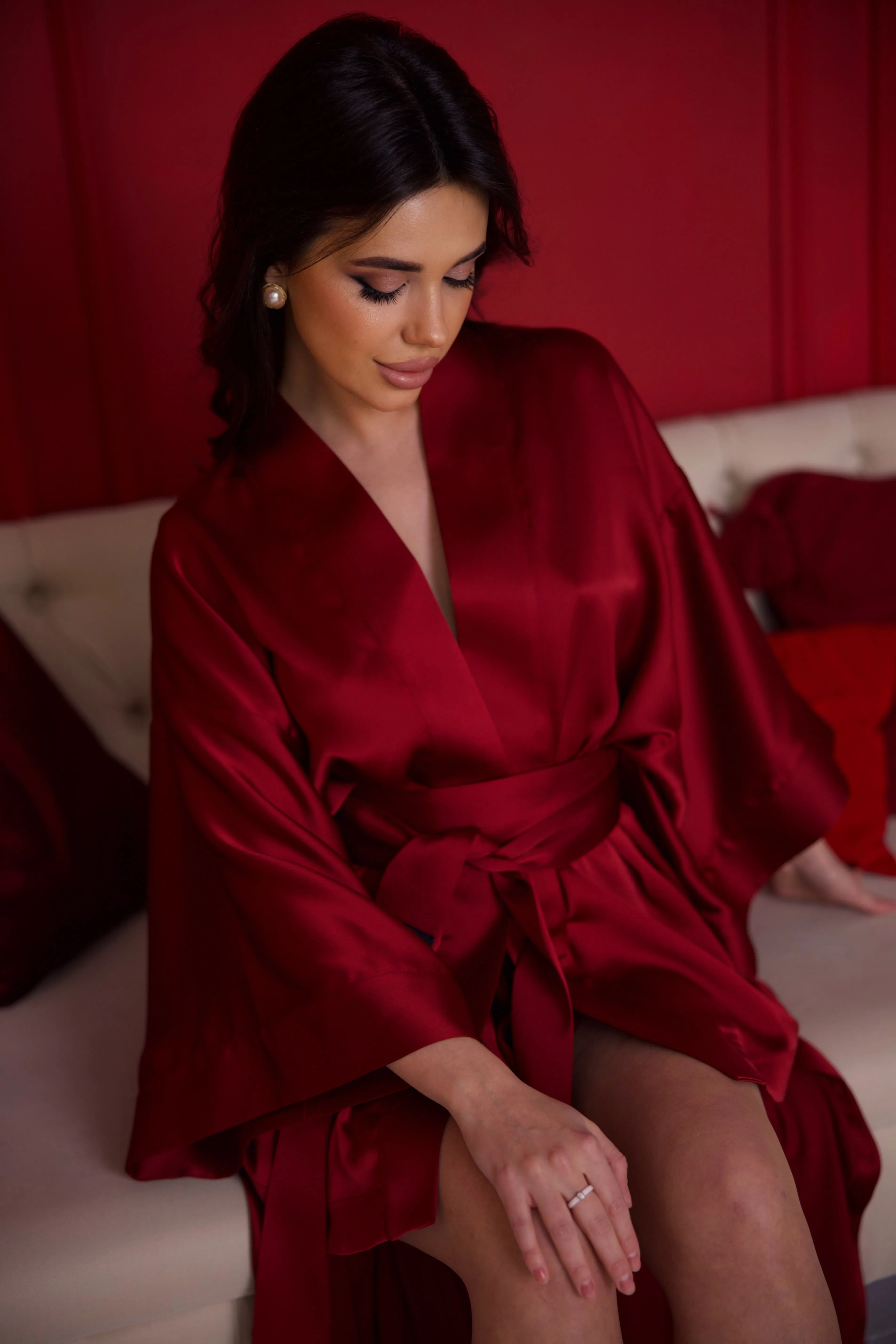 Elegant Satin Suite Burgundy