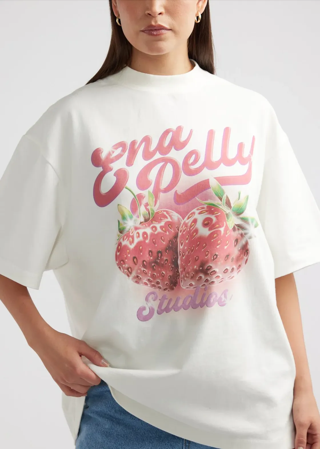 ENA PELLY Strawberry Glow Tee - Vintage White