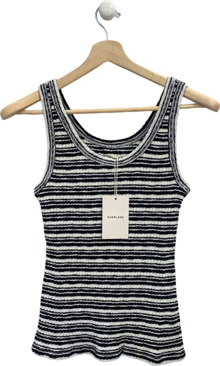 Everlane Black/White Ribbed Tank Top UK S