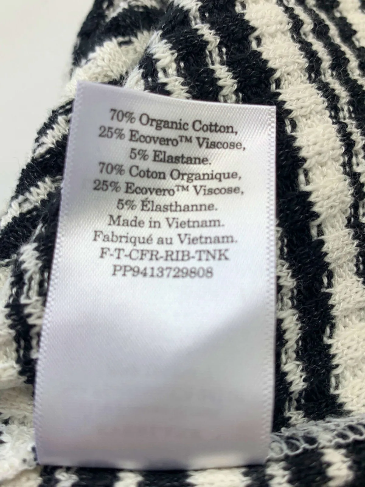 Everlane Black/White Ribbed Tank Top UK S