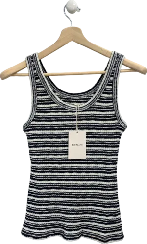 Everlane Black/White Ribbed Tank Top UK S