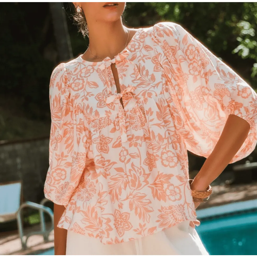 Field of Dreams Boho Floral Printed Blouse