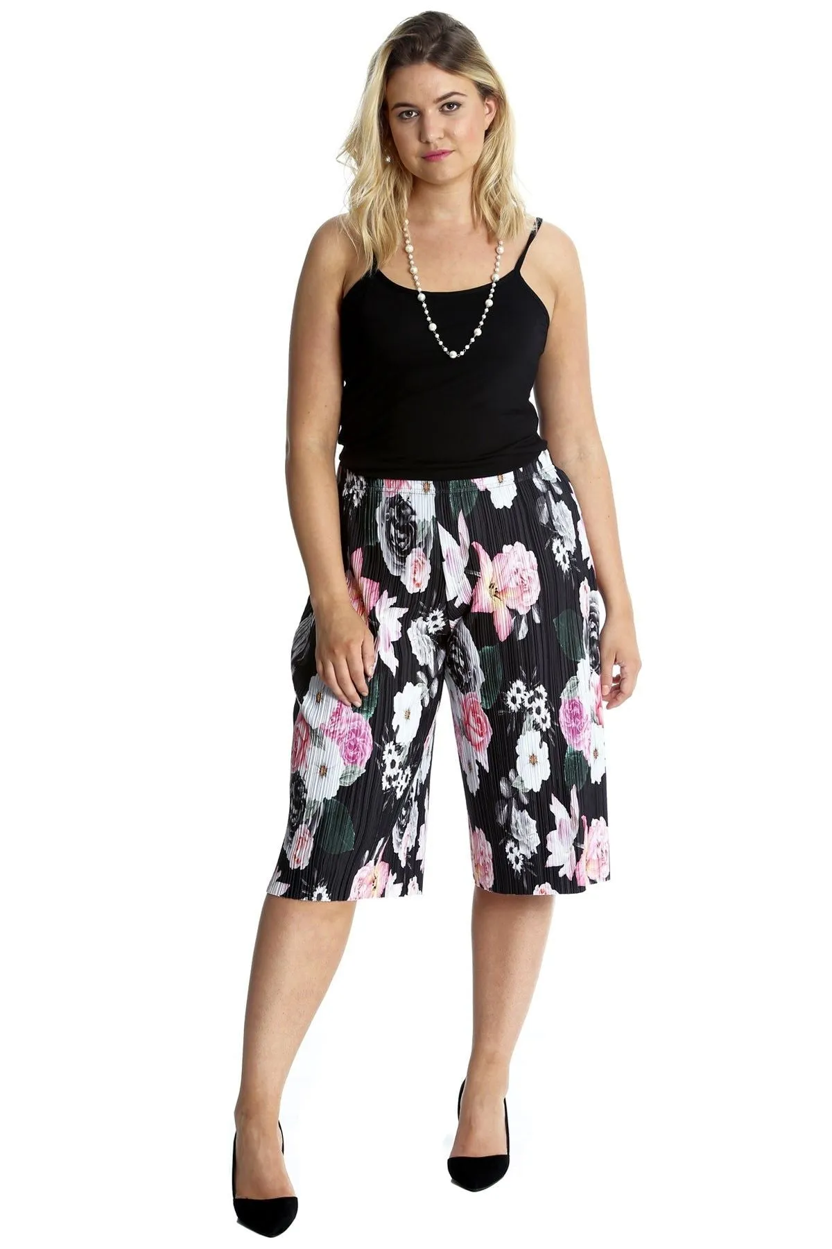 Floral Print Crinkle Culottes
