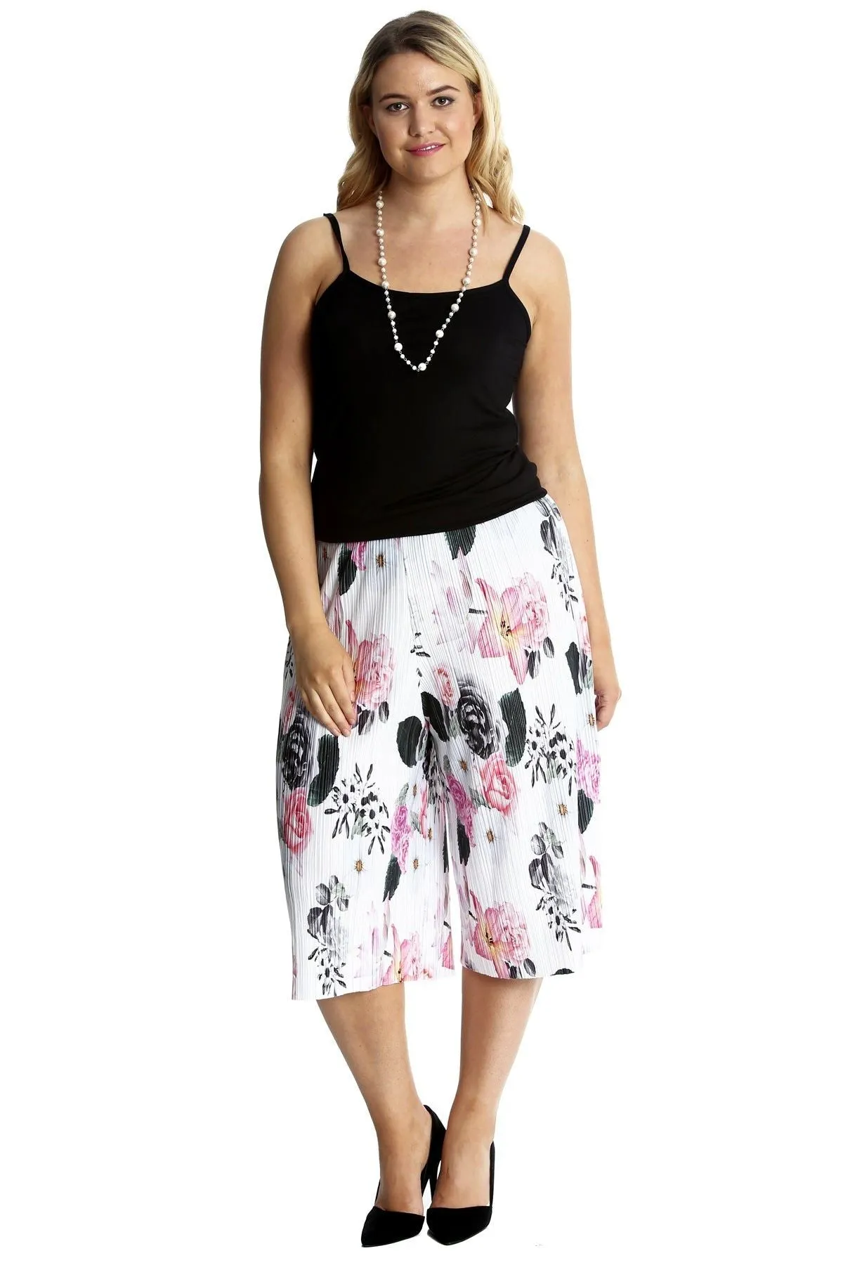 Floral Print Crinkle Culottes