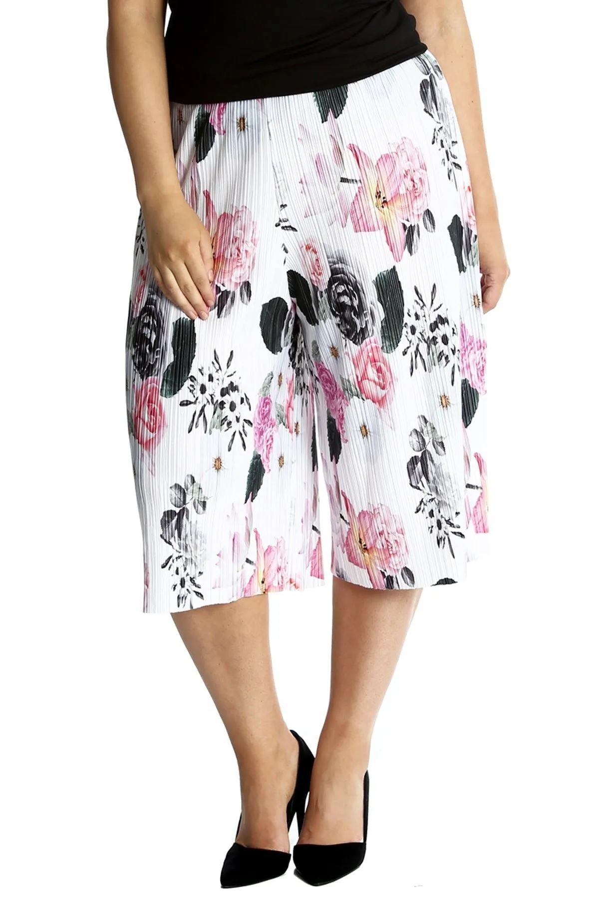 Floral Print Crinkle Culottes