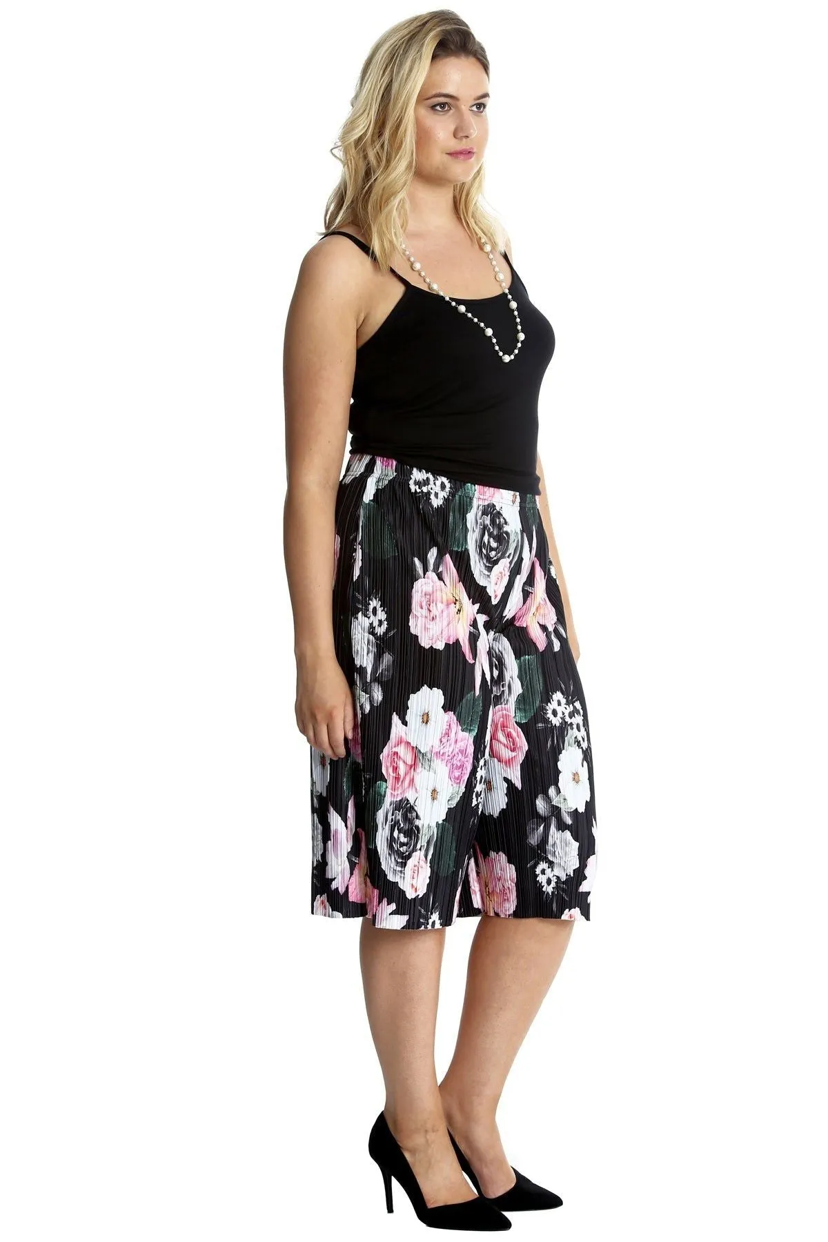 Floral Print Crinkle Culottes