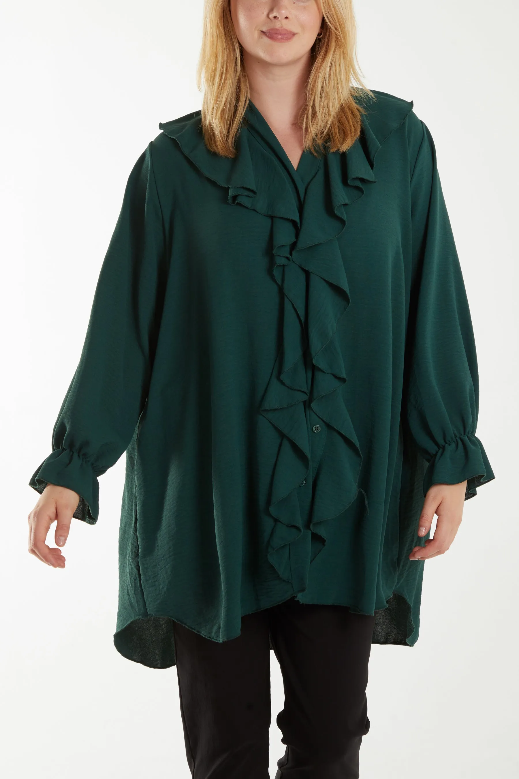 Flounce Poly Crepe Oversized Shirt