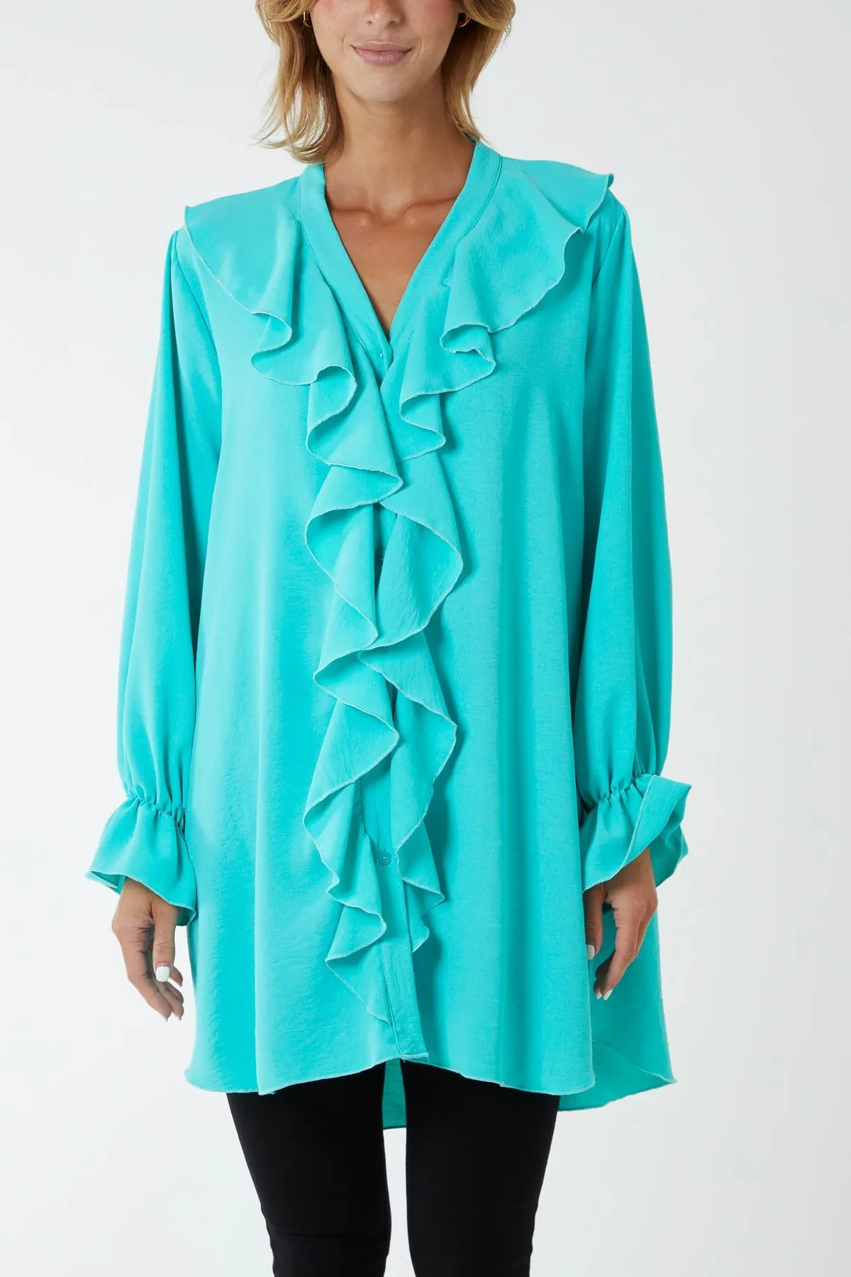 Flounce Poly Crepe Oversized Shirt