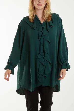 Flounce Poly Crepe Oversized Shirt