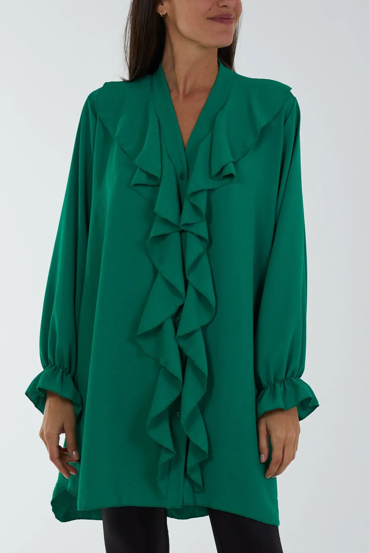 Flounce Poly Crepe Oversized Shirt