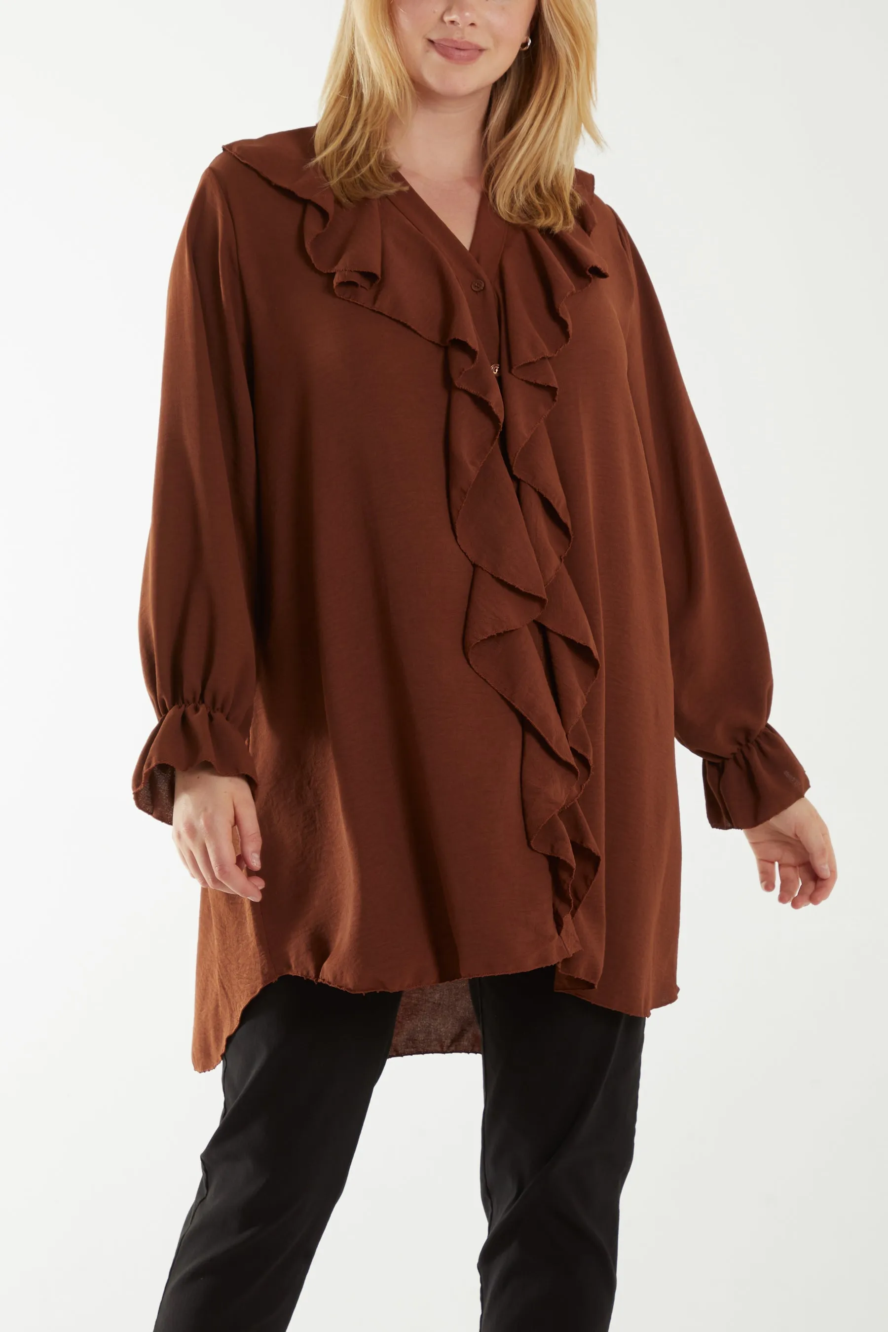 Flounce Poly Crepe Oversized Shirt