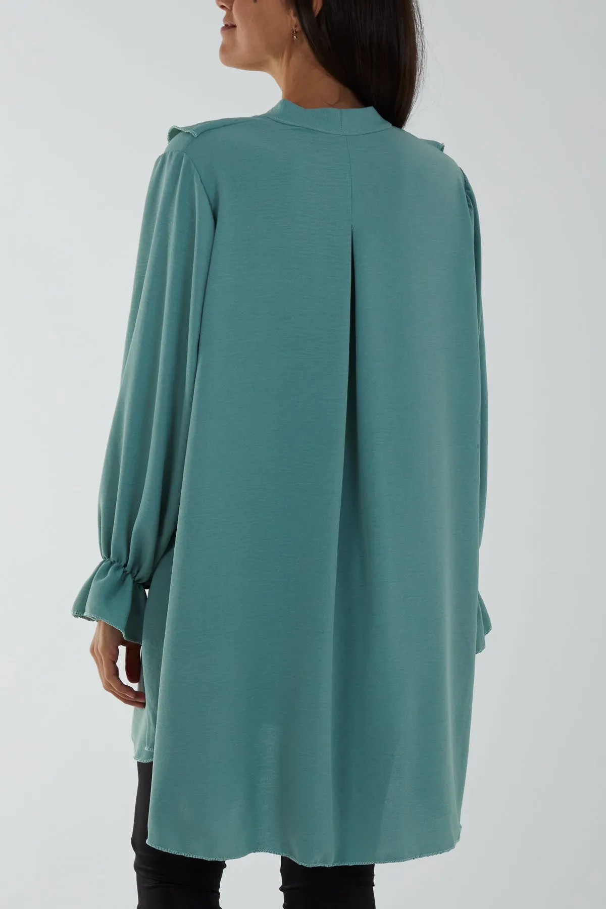 Flounce Poly Crepe Oversized Shirt