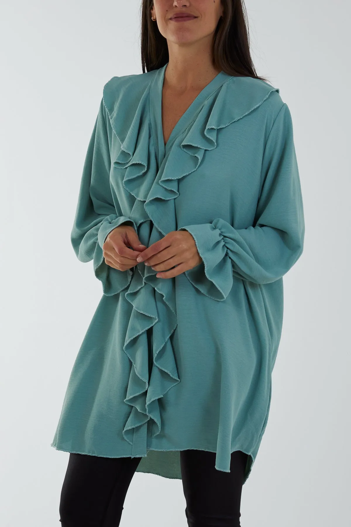 Flounce Poly Crepe Oversized Shirt