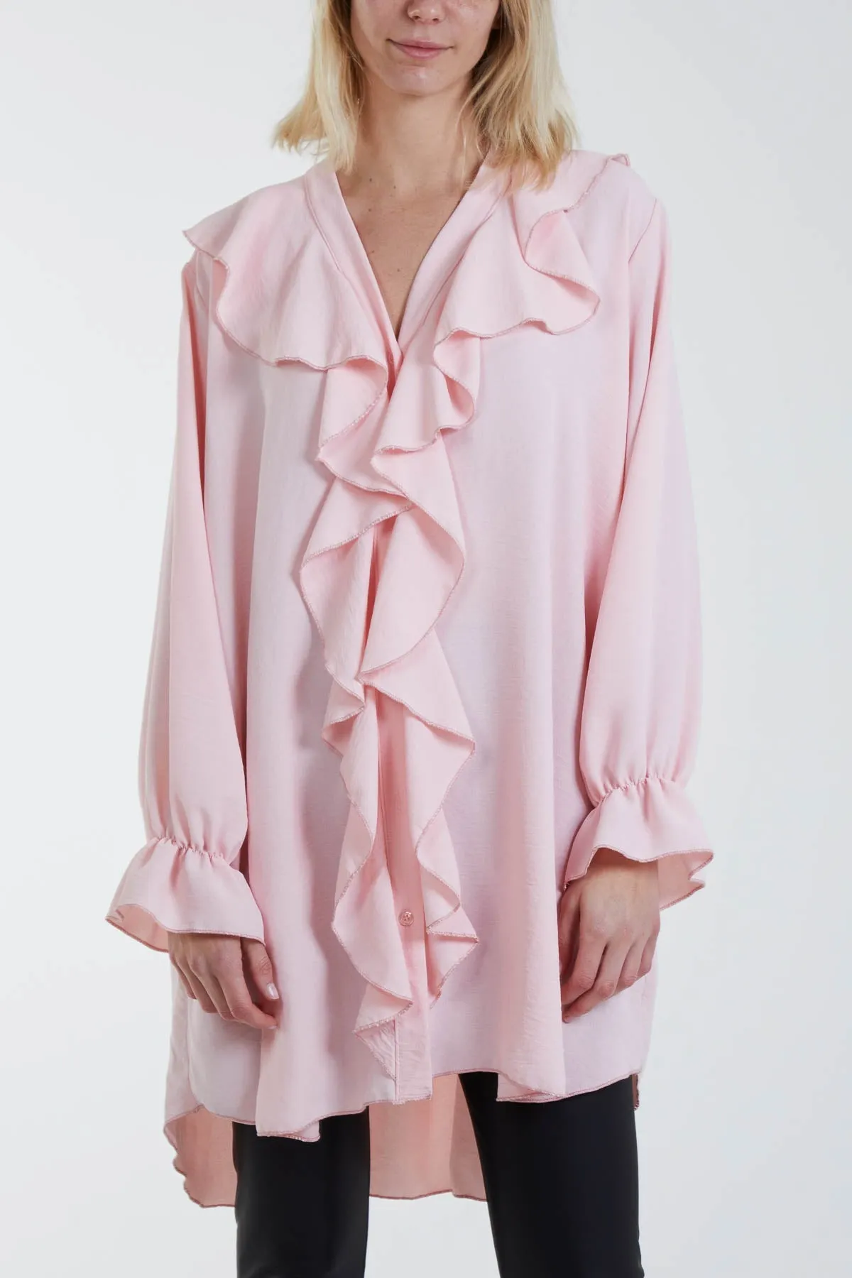 Flounce Poly Crepe Oversized Shirt