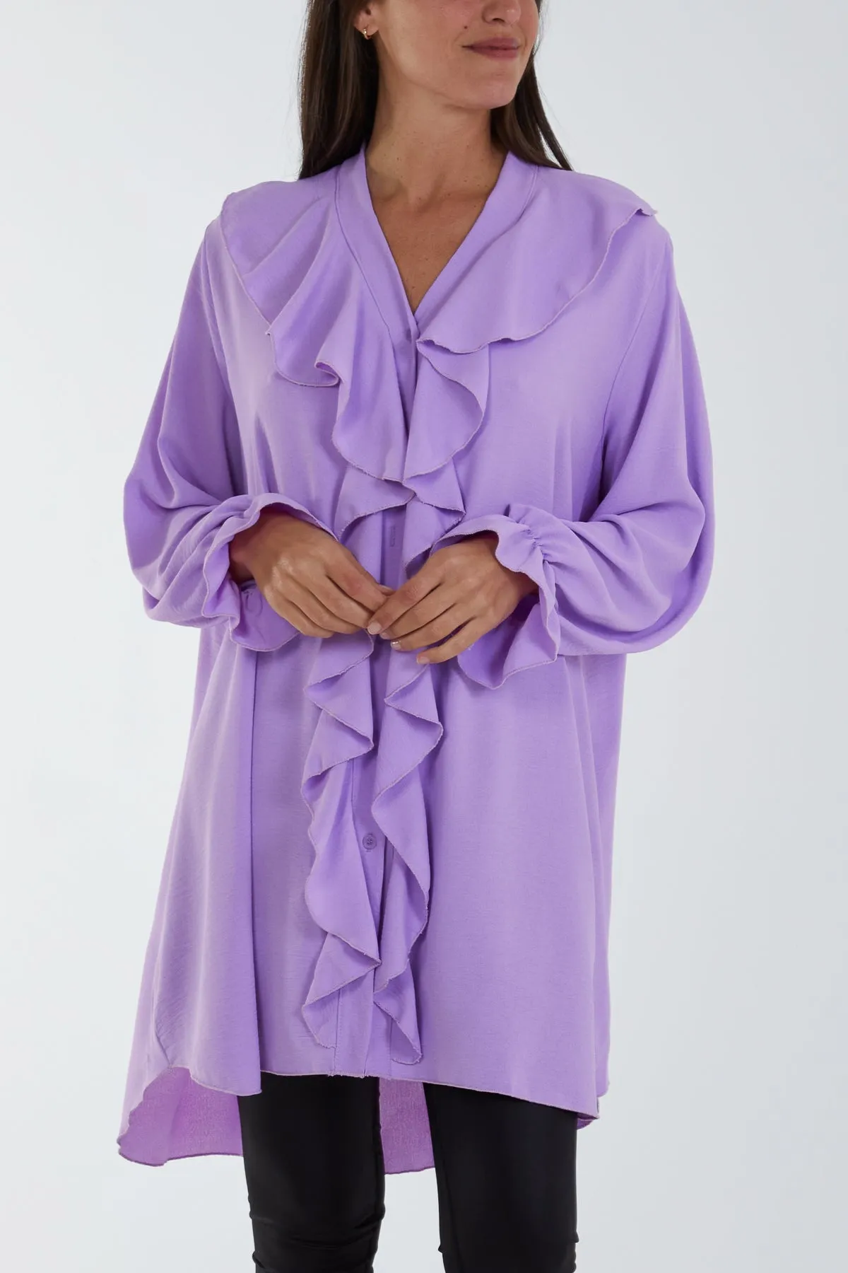 Flounce Poly Crepe Oversized Shirt