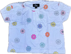 FLOWERS BY ZOE- White Allover Daisy Short Sleeve Tee
