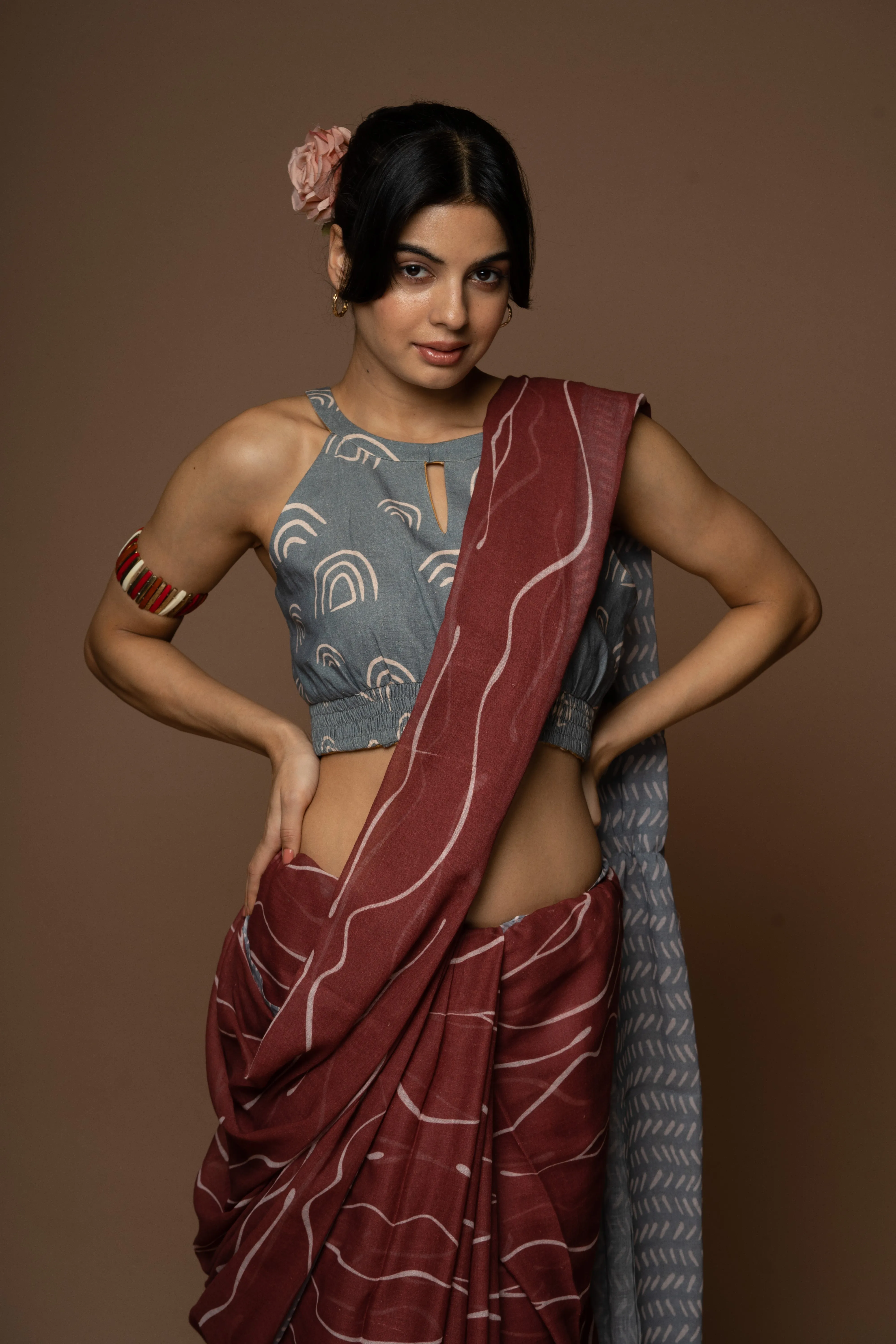 Flowing Tides Cotton Sari