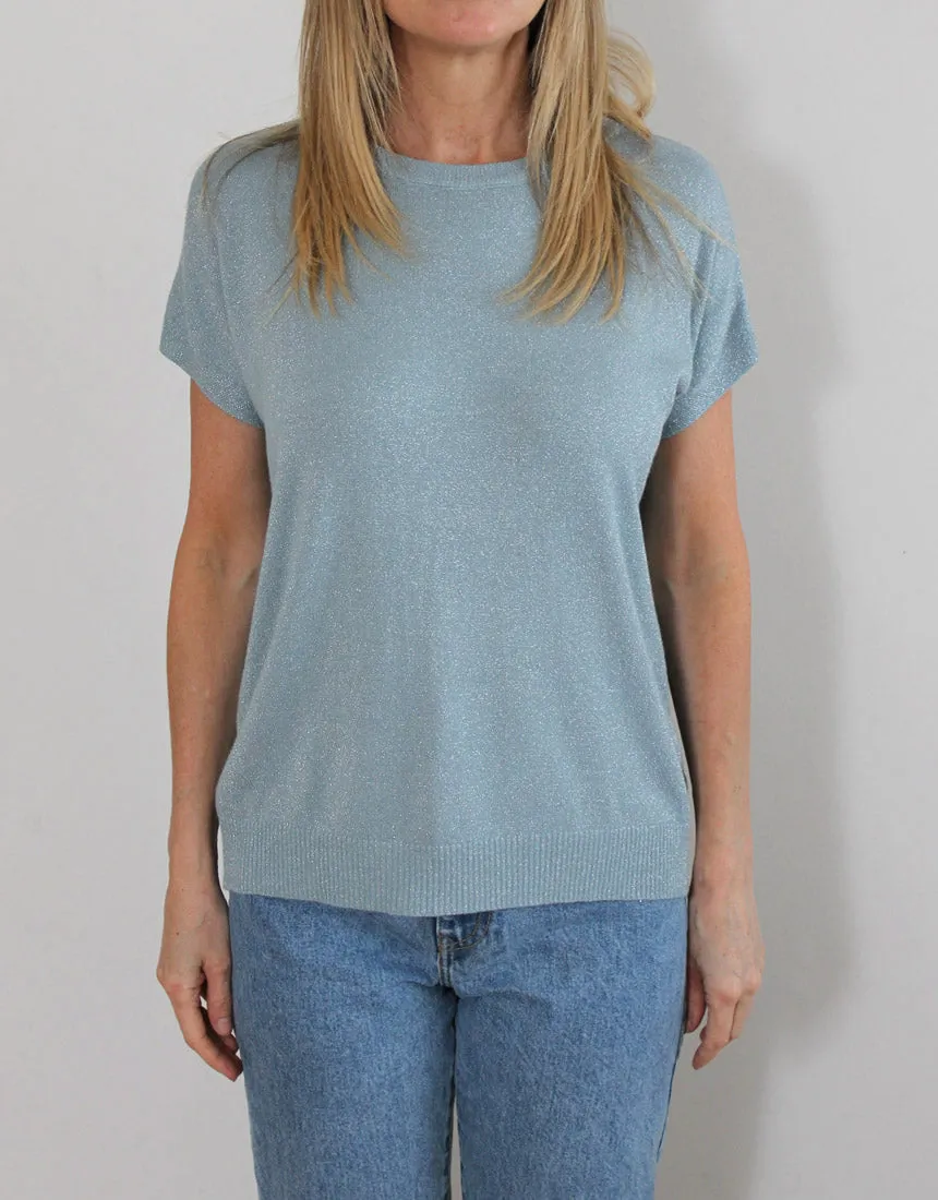 Frankies Lurex Tee - Pale Blue