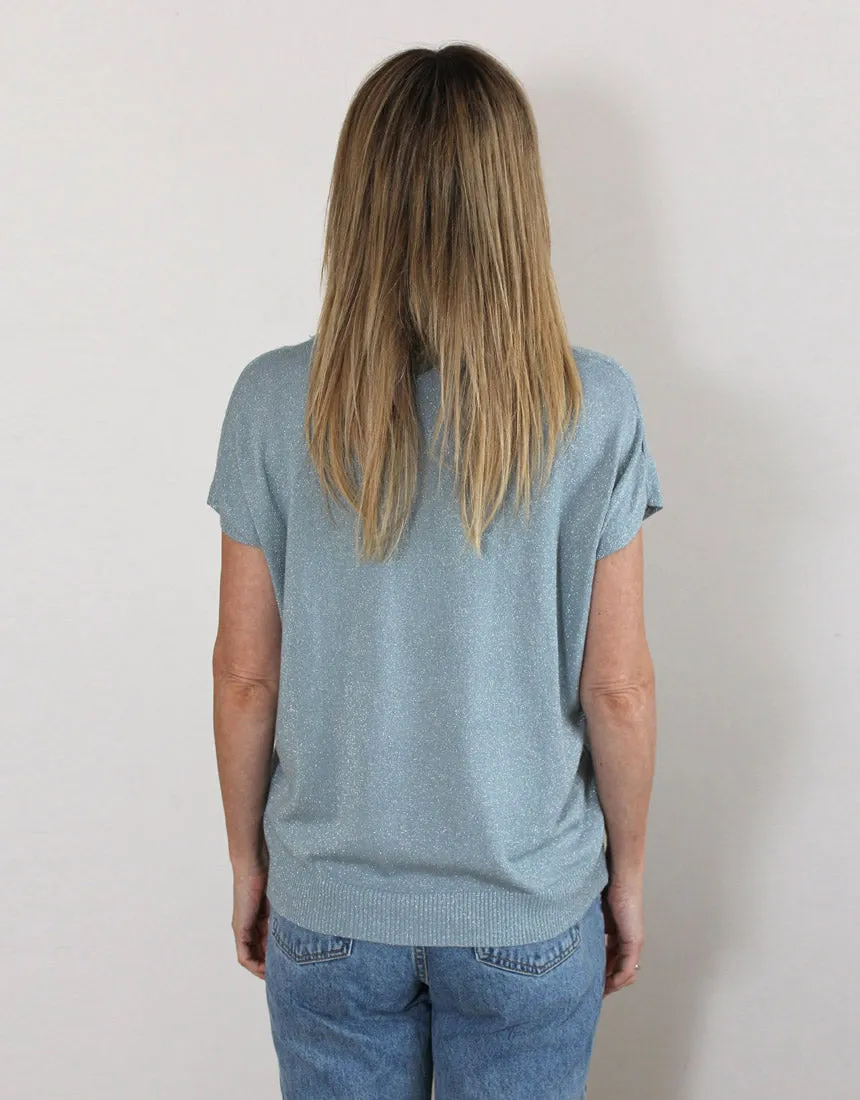 Frankies Lurex Tee - Pale Blue