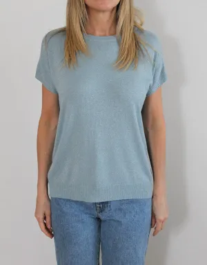Frankies Lurex Tee - Pale Blue