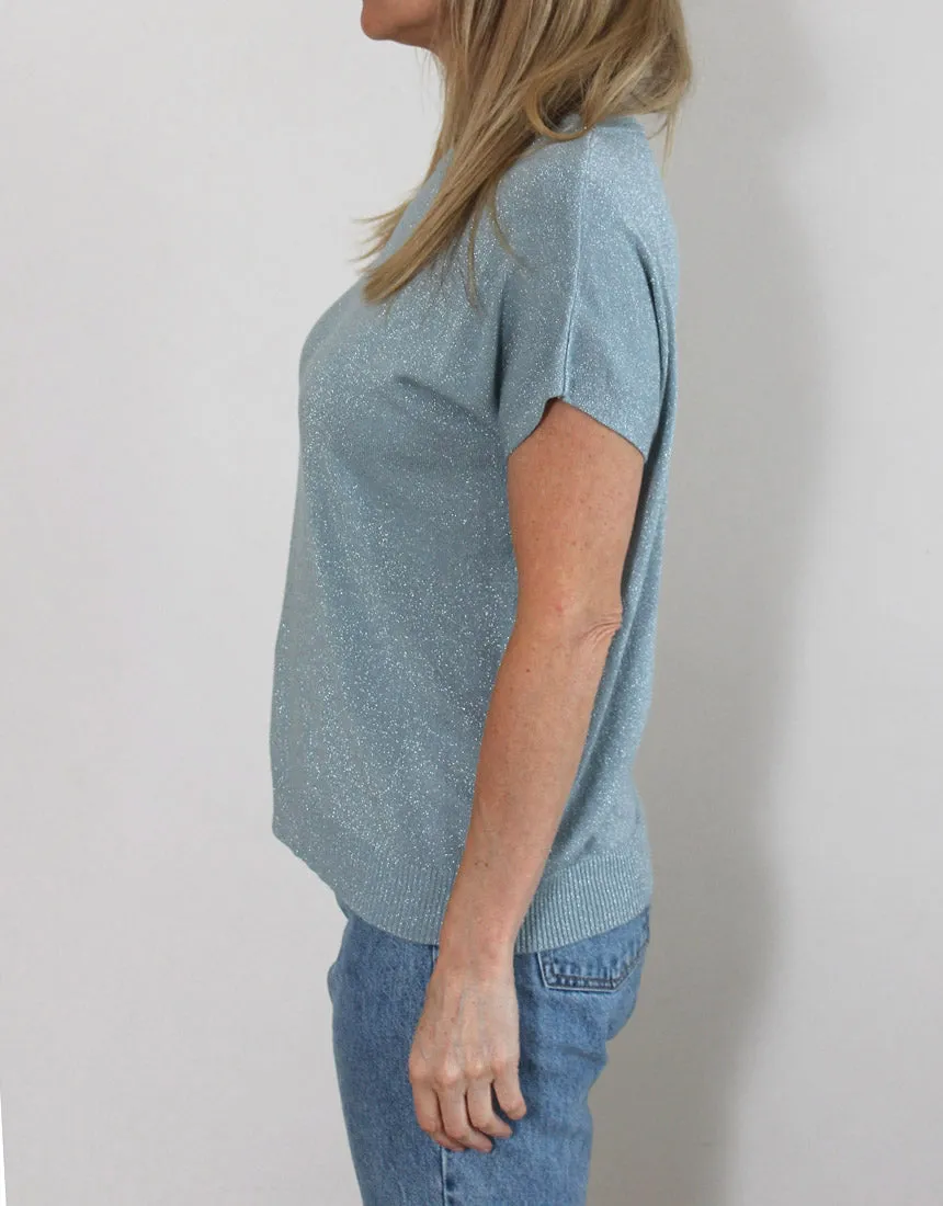 Frankies Lurex Tee - Pale Blue