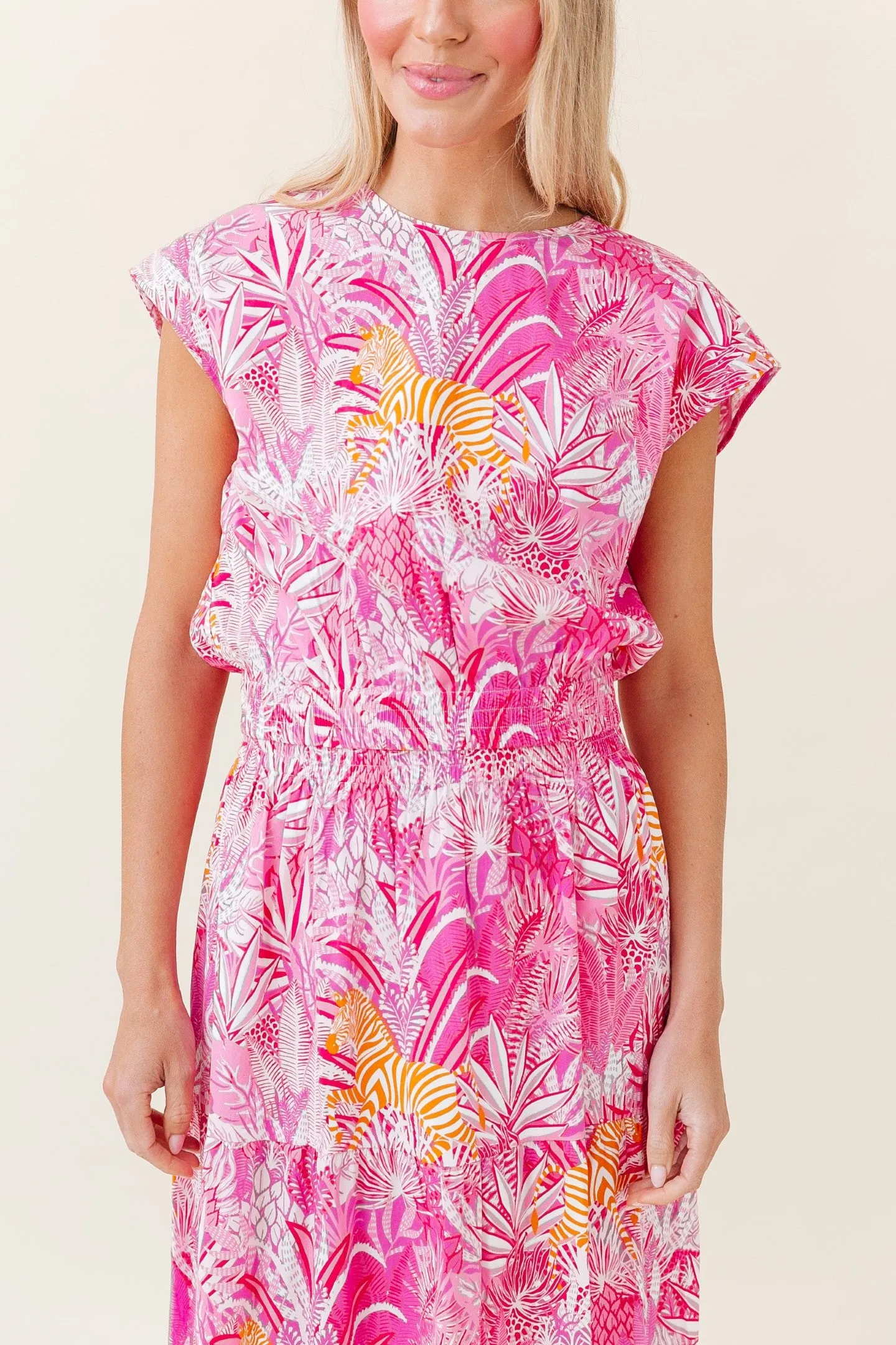 Gardenia Blouse in Bubblegum Zebra Soirée