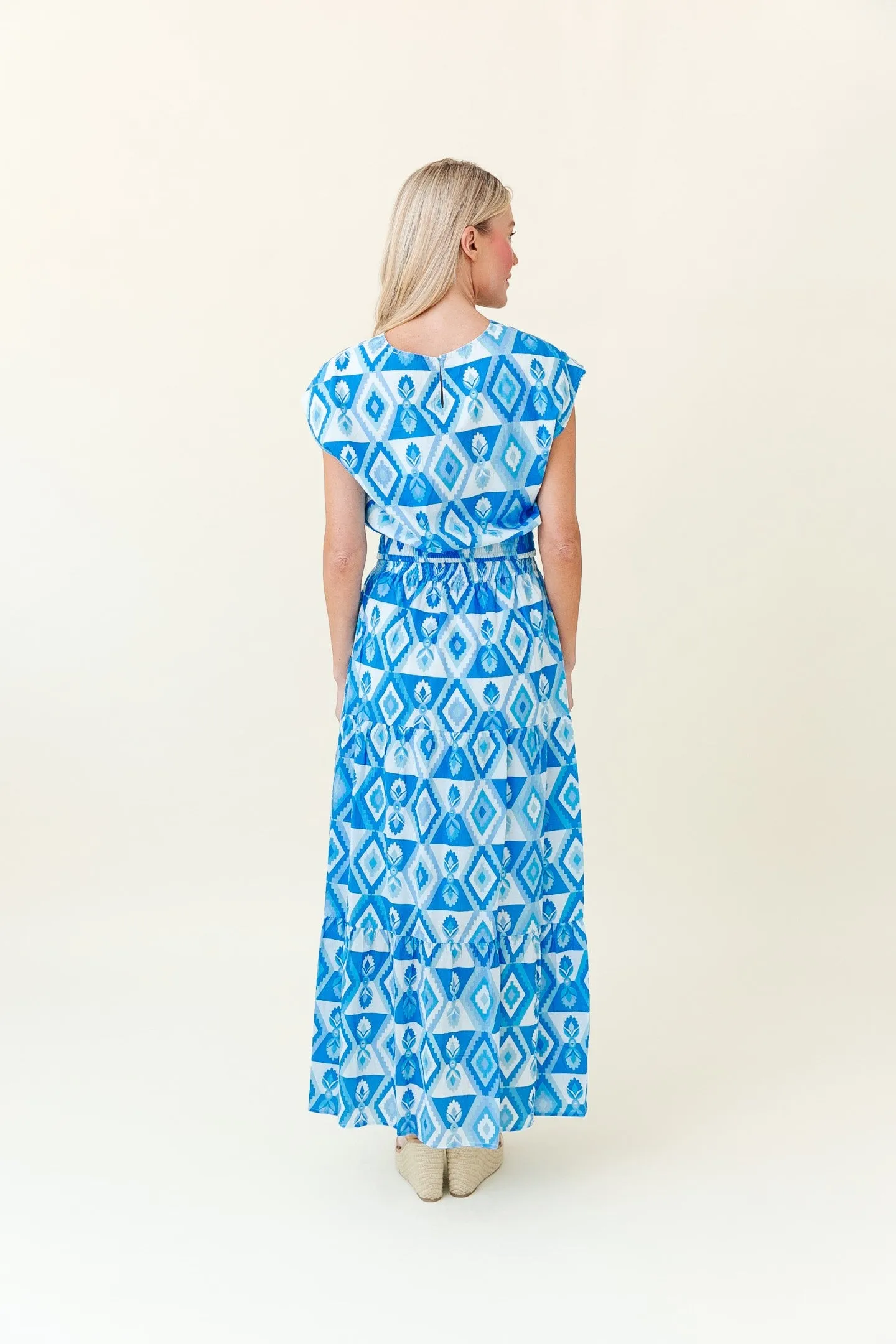Gardenia Blouse in Lapis Geo