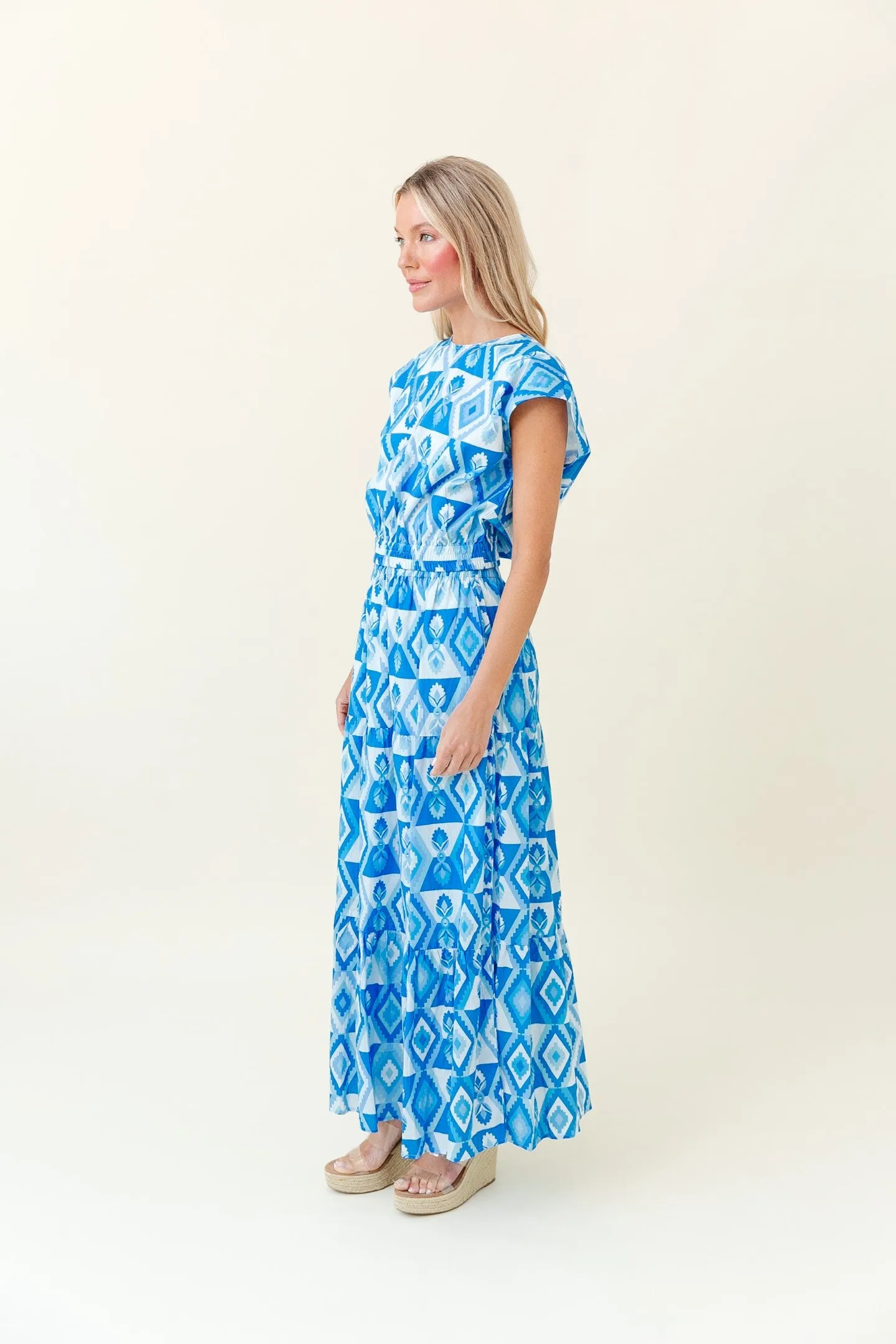 Gardenia Blouse in Lapis Geo