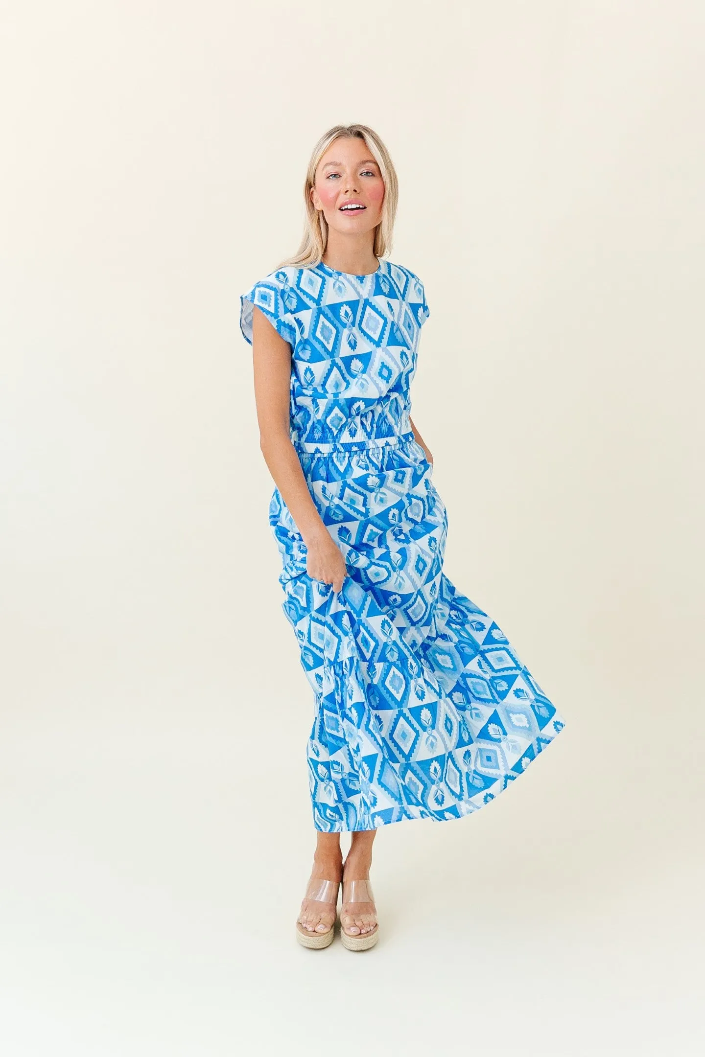 Gardenia Blouse in Lapis Geo