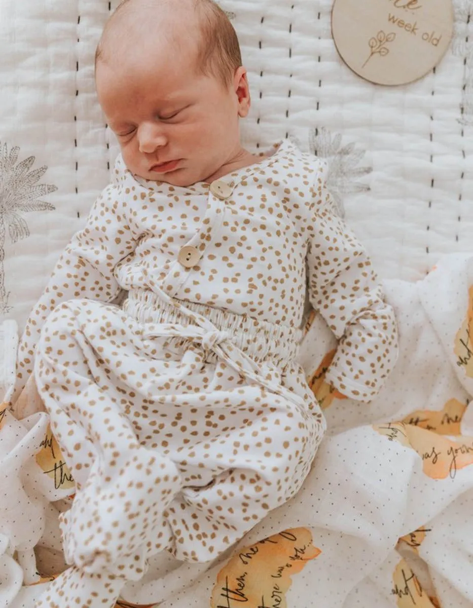 Gold Speckle Rib Cotton Stretch Bodysuit