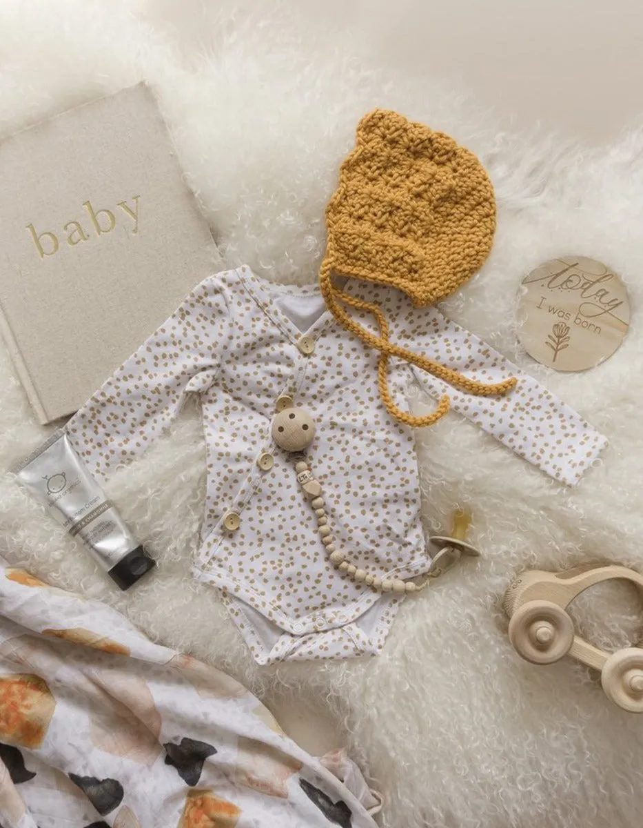 Gold Speckle Rib Cotton Stretch Bodysuit