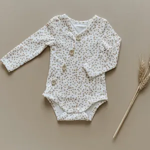 Gold Speckle Rib Cotton Stretch Bodysuit