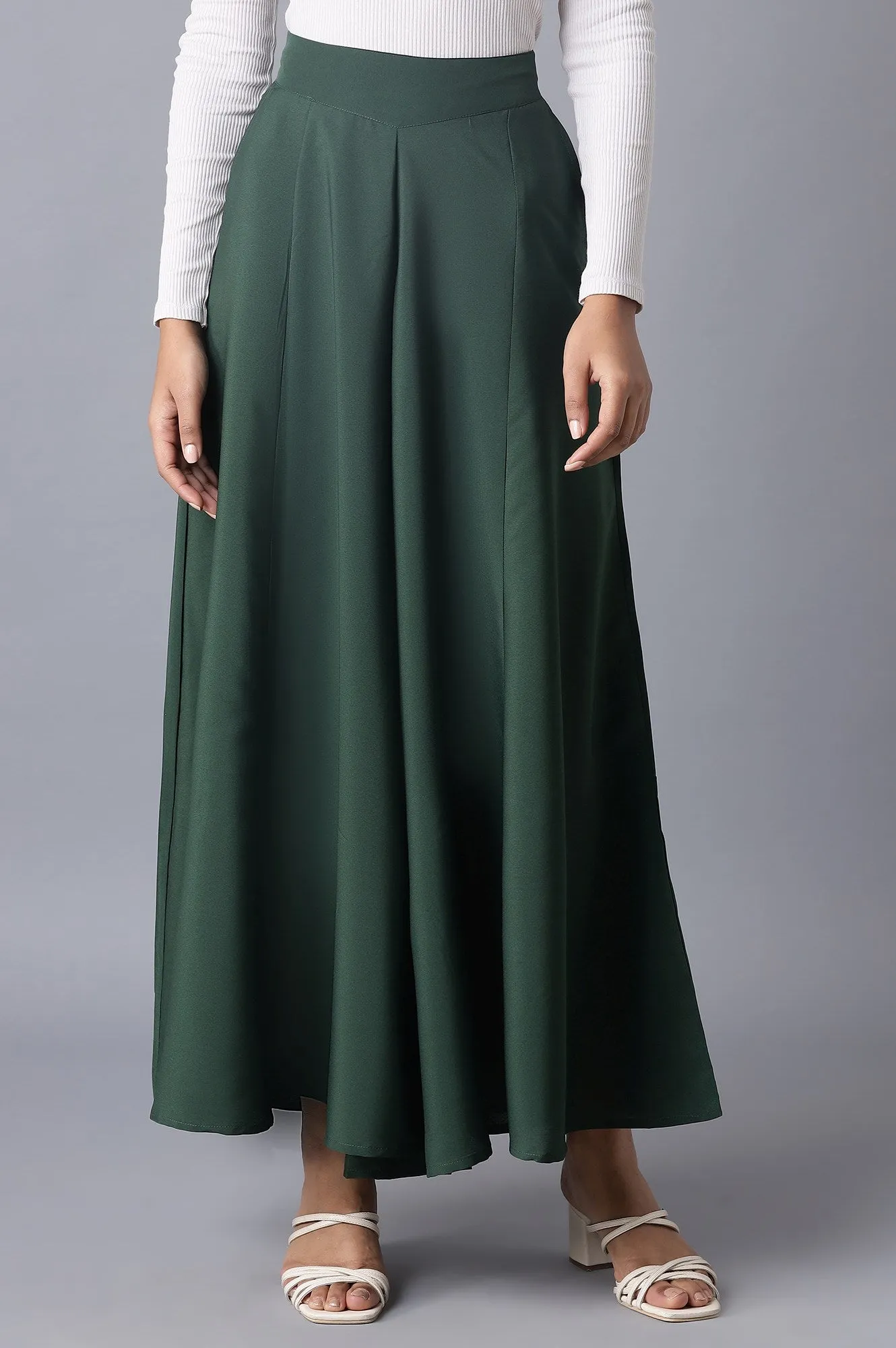 Green Flared Palazzo