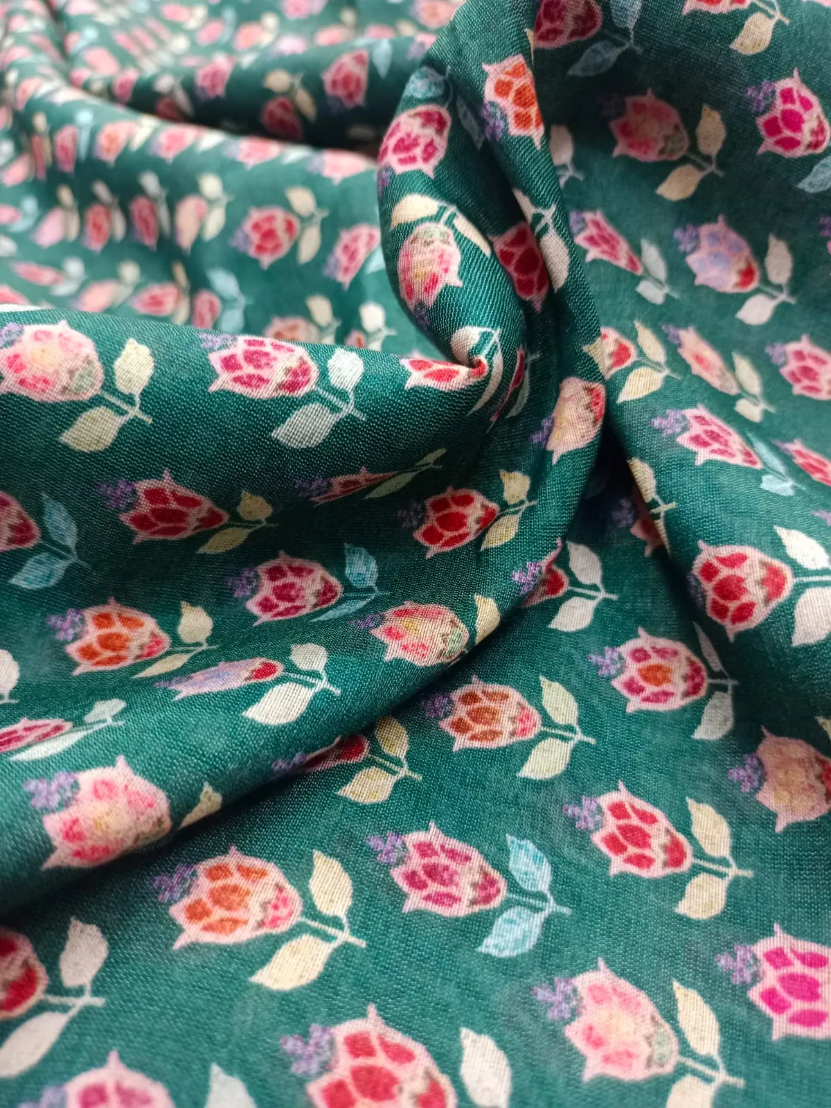 Handloom Pure Silk Soft Chanderi Digital Printed Fabric