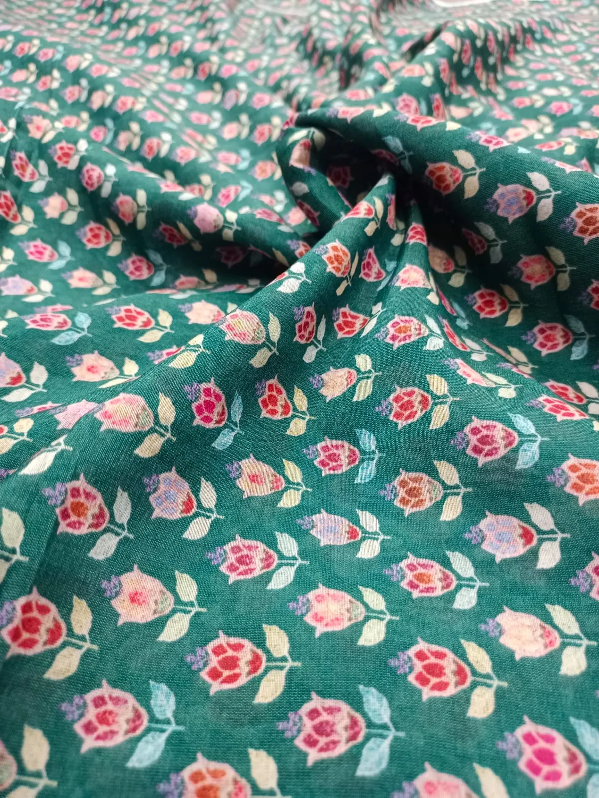 Handloom Pure Silk Soft Chanderi Digital Printed Fabric