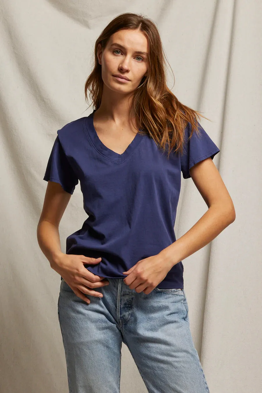 Hendrix V Neck Boxy Tee Dusk