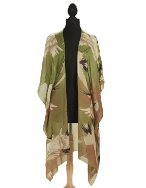 HERON LONG KIMONO DARK GREEN