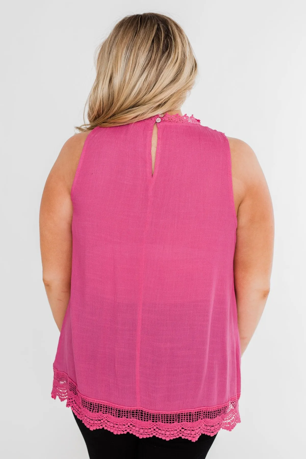 I Choose You Lace Tank Top- Fuchsia