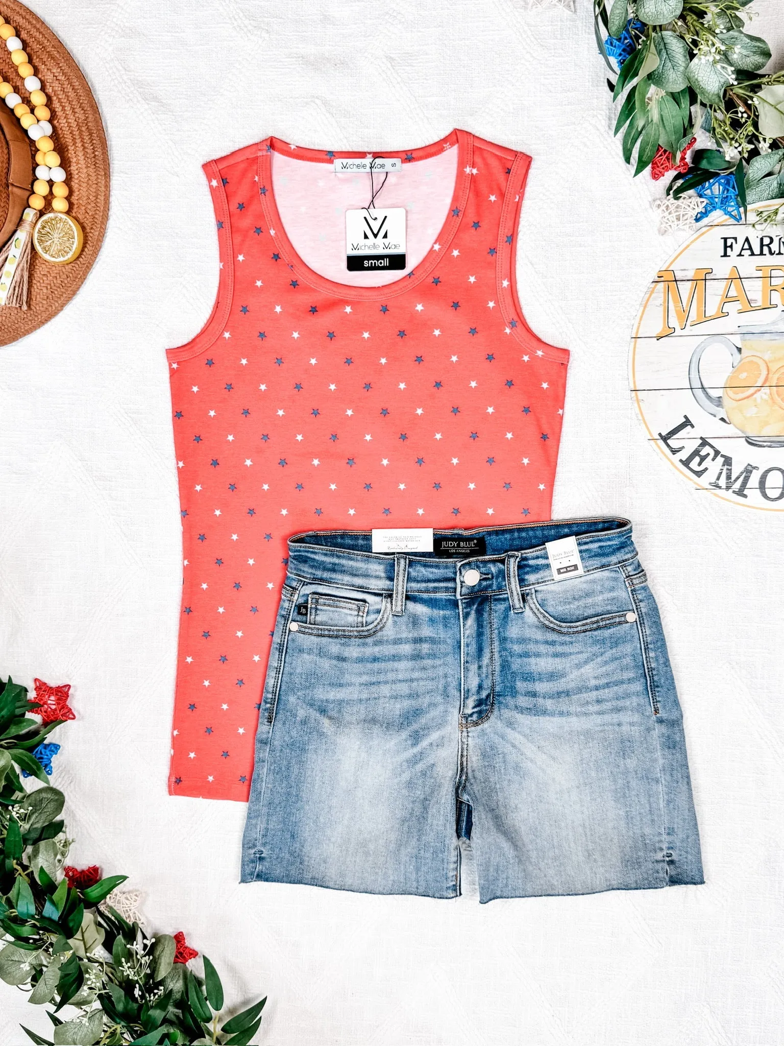 IN STOCK Ava Tank - Red Freedom Stars