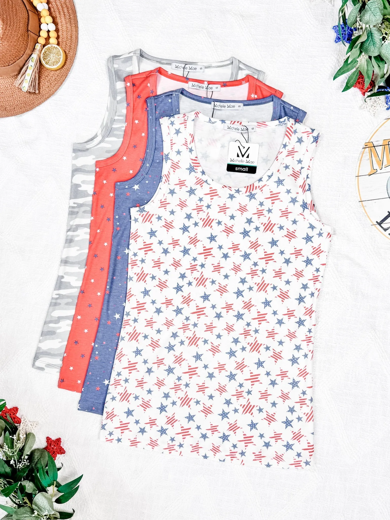 IN STOCK Ava Tank - Red Freedom Stars