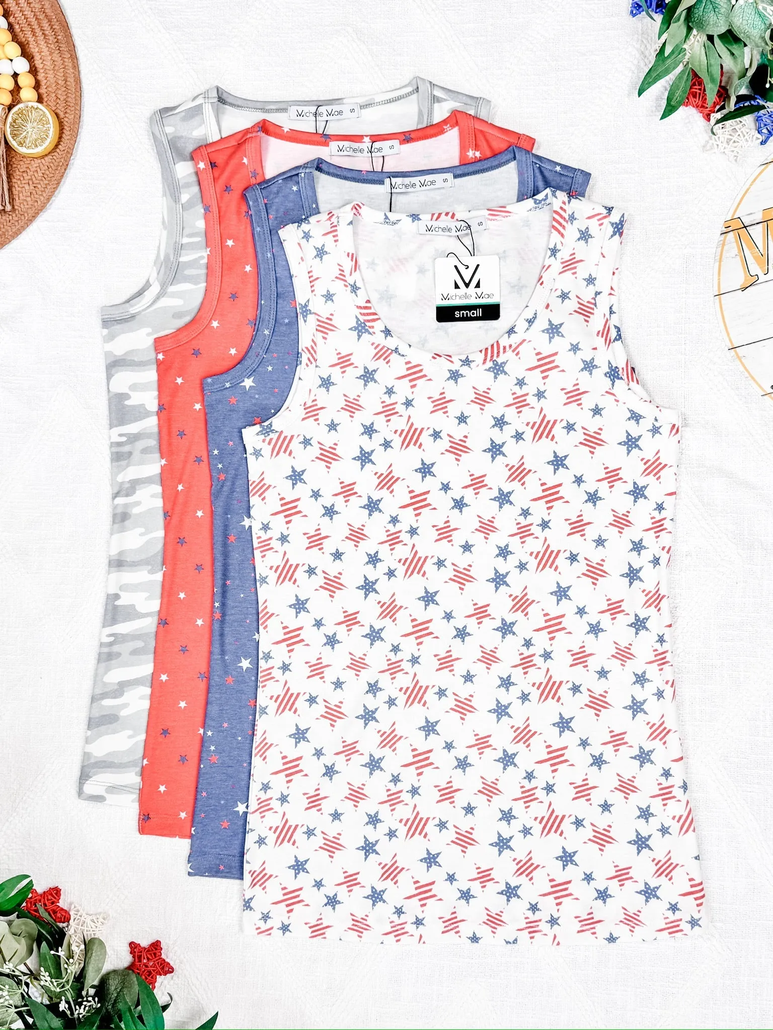 IN STOCK Ava Tank - Red Freedom Stars