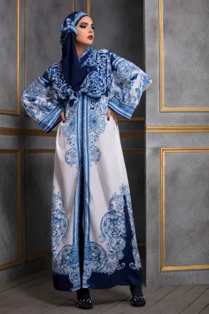 Indigo Kimono Dress With Stole