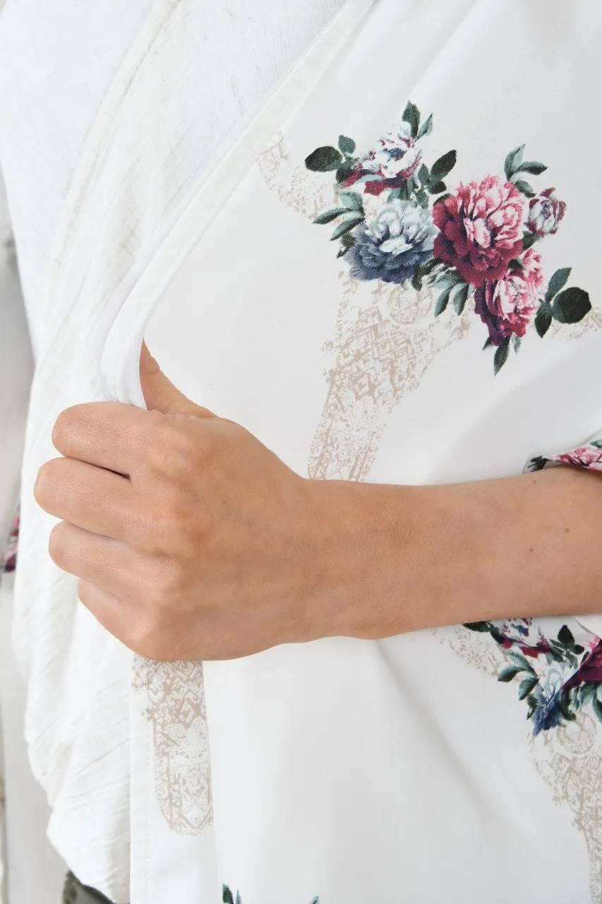 Ivory Floral Skull Kimono