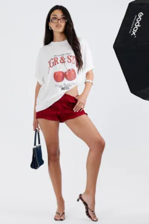 JAGGER & STONE CHERRY OVERSIZED TEE - WHITE