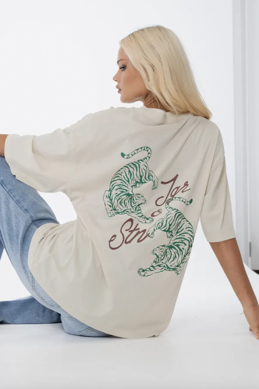 JAGGER & STONE TIGER TEE - ECRU