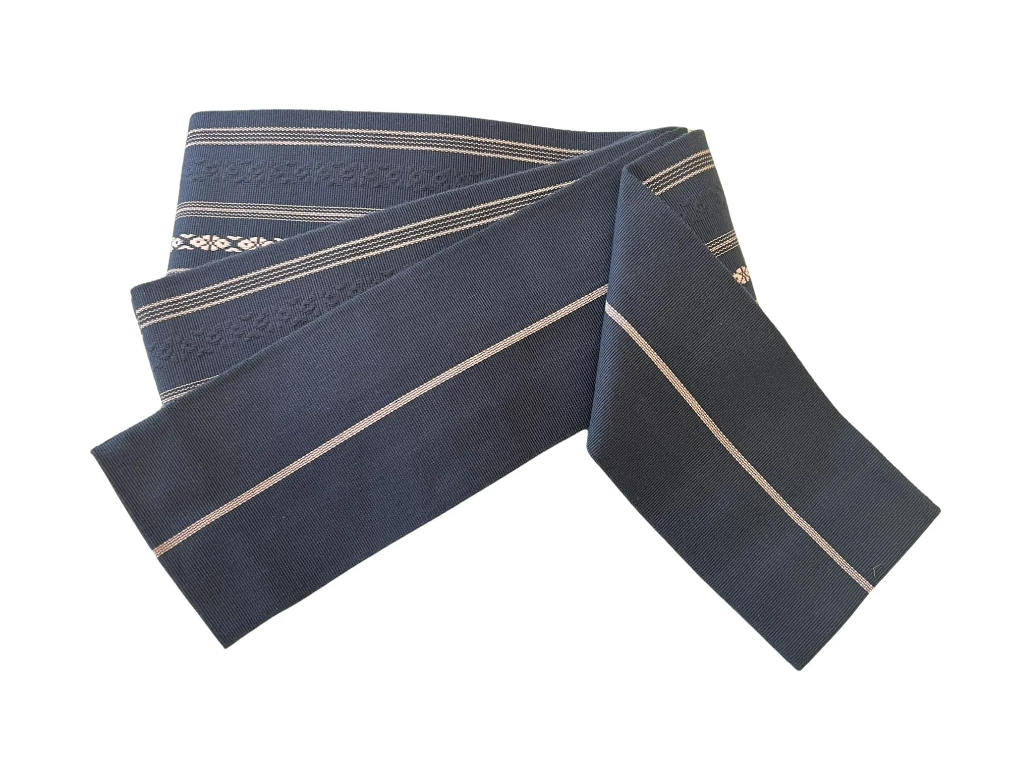 Japanese Traditional Men's YUKATA Full 3pc Set / Size: S-M, Yukata, Obi, Himo String - Blue Striped Yukata Set with Fan Motif
