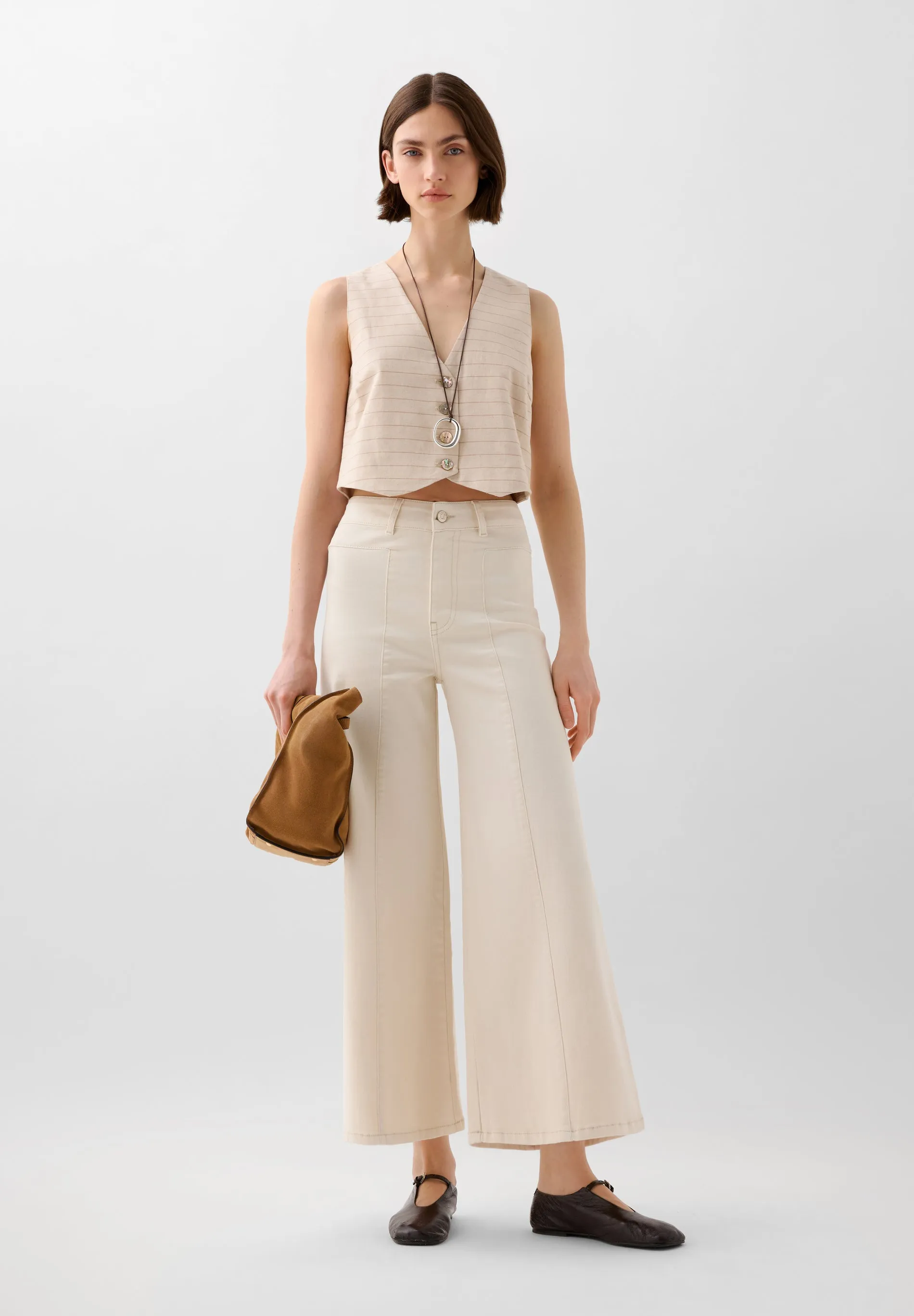JEANS CULOTTES COM COSTURAS