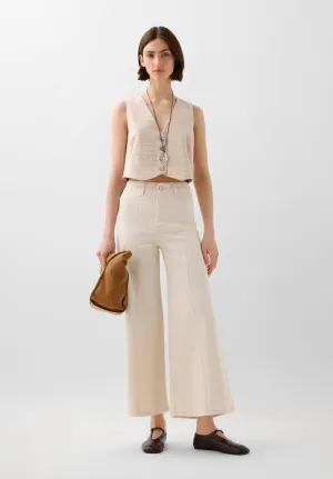 JEANS CULOTTES COM COSTURAS