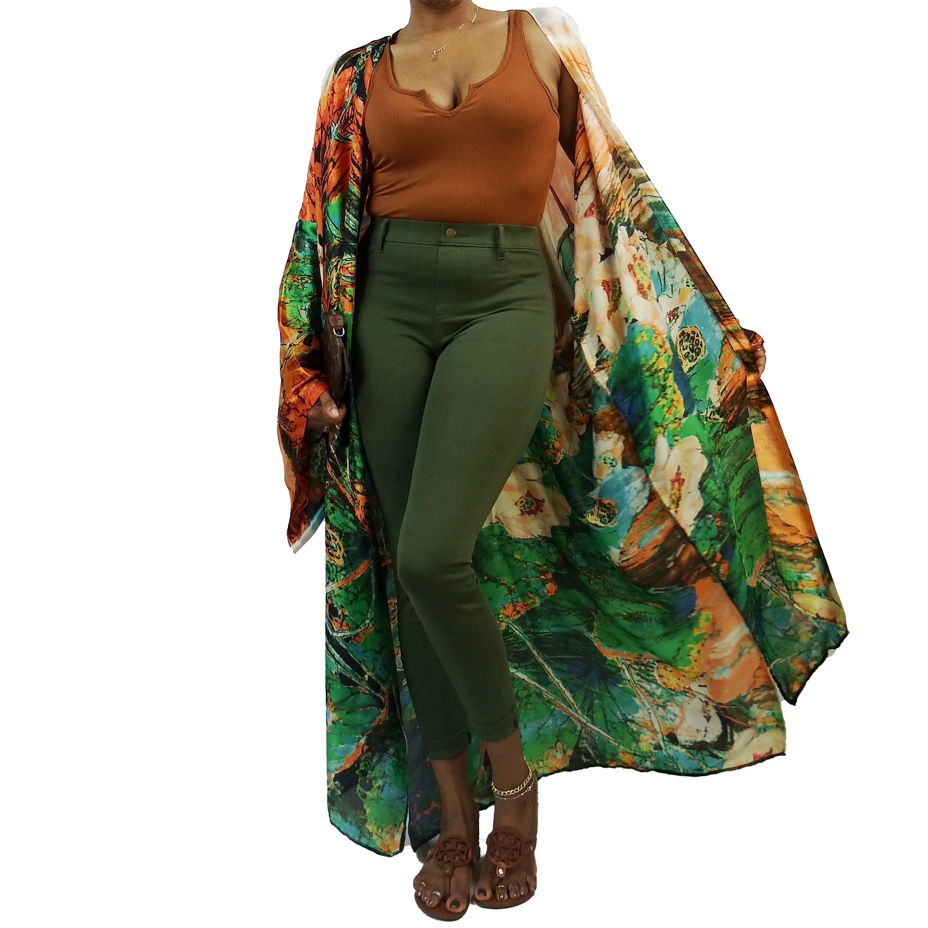 Jungle Look | Kimono Duster (Open Front) | Floor Length Long Robe